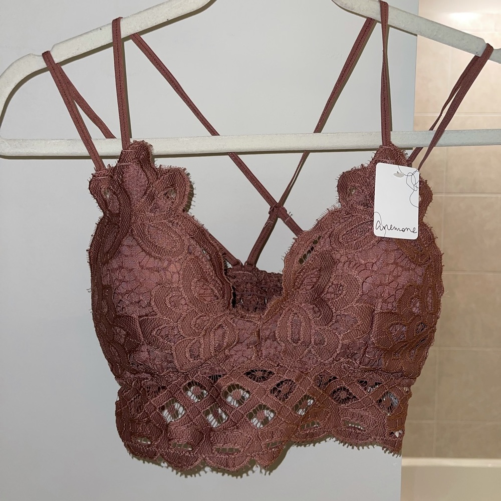 Anemone Dark Blush Lace Bra